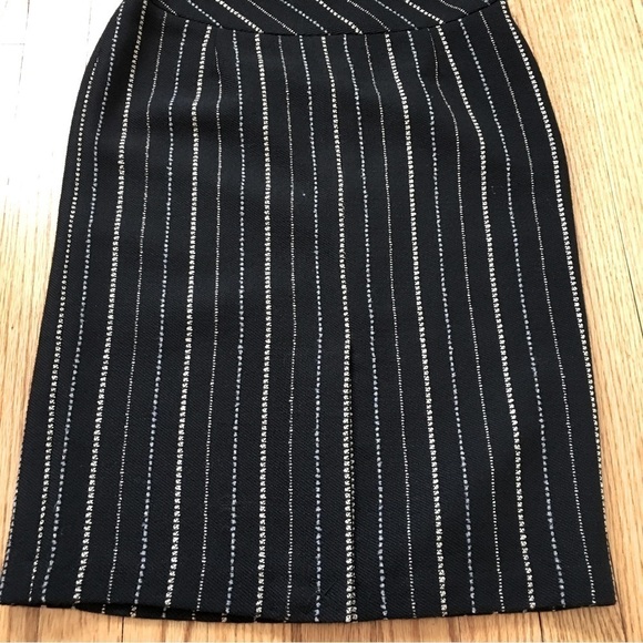 Vintage 90's Jinkaieng Black Metallic Wool Blend Straight Pencil Skirt - Picture 14 of 16